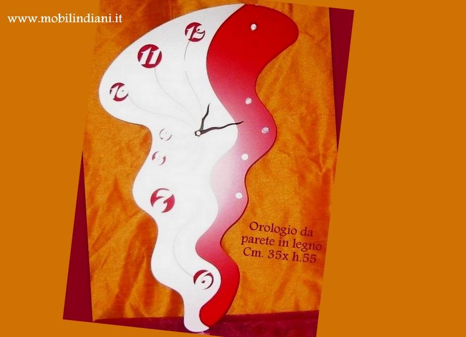 orologio-legno-rosso-argento